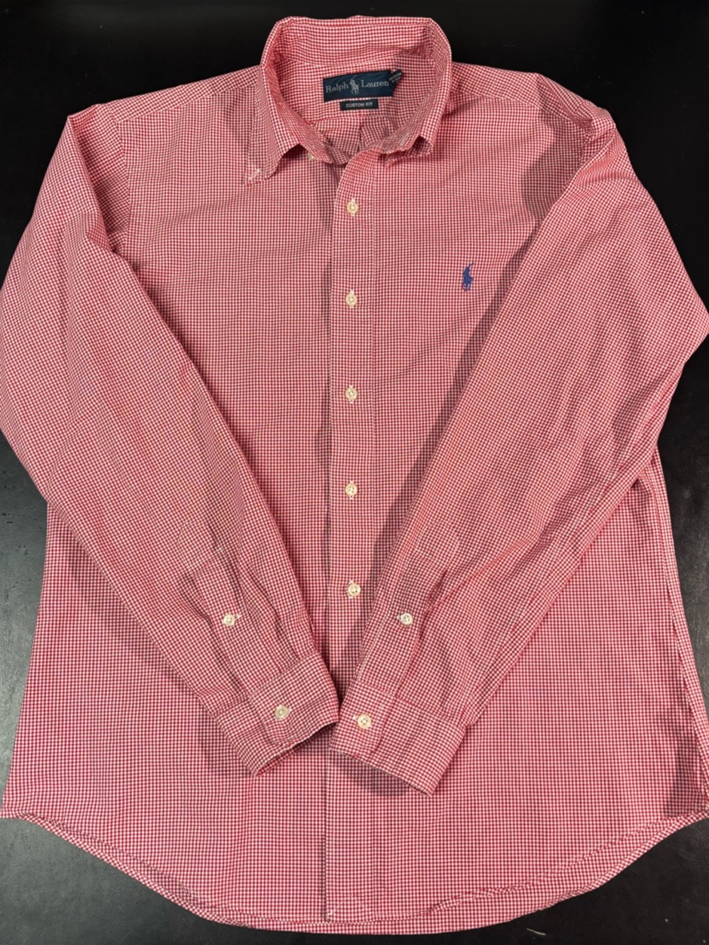 Ralph Lauren Men's Medium Long Sleeve Button Down Custom Fit Red/White Checkered